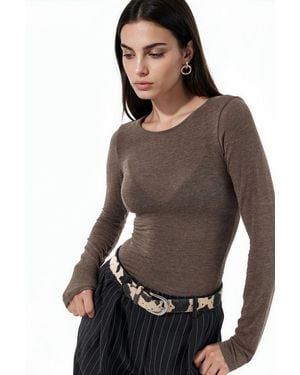Busem Slim Fit Lange Mouwen Transparante Blouse - Zwart