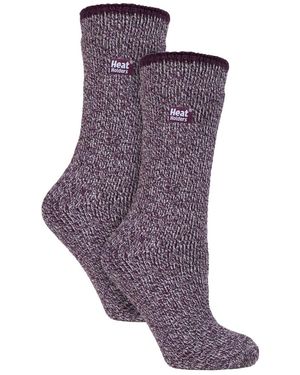 Heat Holders Ladies 2 Pack Merino Wool Thermal Socks - Purple