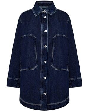 HUGO Lange Spijkerjas Voor (Marineblauw, Vervaagd)