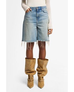 7 For All Mankind Dames Jeans Lola Shorts Shorts - Blauw