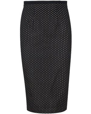 Conquista Print High Waist Pencil Skirt Viscose - Black