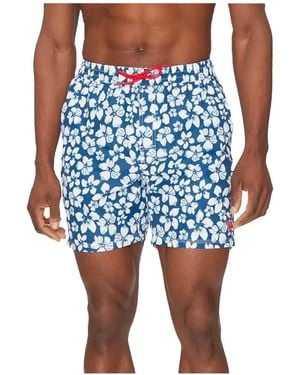 Guess Herenzwempak Met Bloemenprint - Blauw