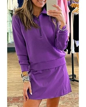Azura Exchange Gekraagde Lange Mouwen Mini Jurk - Paars