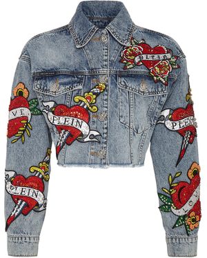 Philipp Plein Denim Jack Love - Blauw