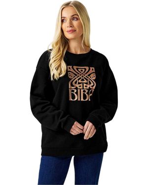 Biba Sweatshirt Met Grafische Print En Relaxte Pasvorm - Zwart