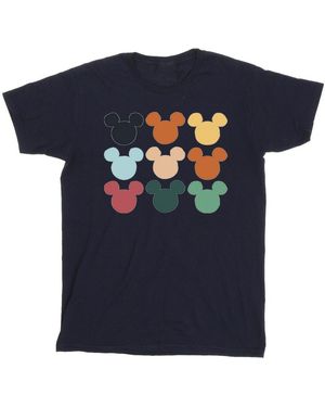 Disney Mickey Mouse Heads Square T-Shirt Cotton - Blue
