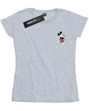 Disney Ladies Mickey Mouse Kickin Retro Chest Cotton T-Shirt (Sports) - Blue