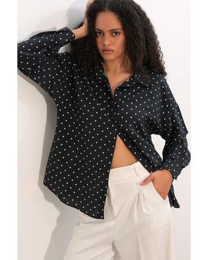 Bigdart Oversized Polka Dot Crepe Shirt - Black