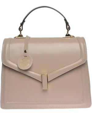 Luisa Vannini Beige Rundleer Tas - Naturel