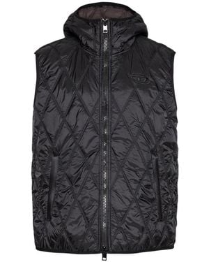 DIESEL Brand Logo Quilted Gilet Jacket Polyamide - Black