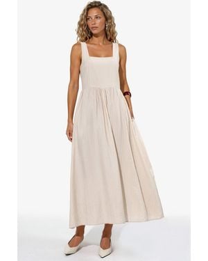 Busem Solid Midi Dress With Square Collar - Natural