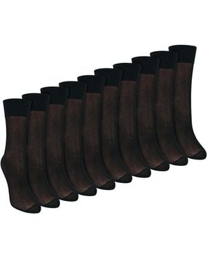 Sock Snob 10 Pack Ladies Ankle High Pop Socks 15 Denier Lightweight Sheer - Black