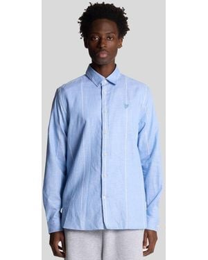 Lyle & Scott Linnen Streep Overhemd Met Lange Mouwen - Blauw