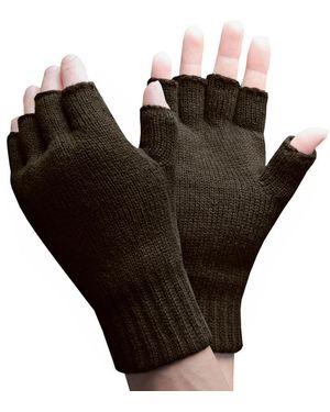 Heat Holders Warm 3.2 Tog Fleece Lined Winter Thermal Fingerless Gloves - Black