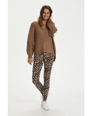Kaffe Legging Slim Fit Leo Print Leopard - Naturel