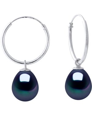 Ateliers Saint Germain Earrings Of 925 Rhodium Plated And Real Freshwater Pearls Pear 8-9 Mm - Blue