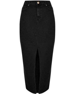 Pieces Denim Kokerrok Voor - Zwart