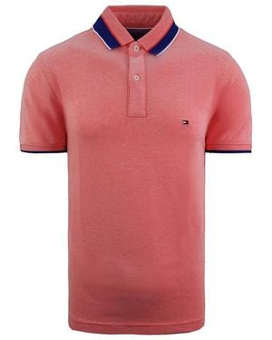 Tommy Hilfiger Regular Fit Tipped Slim Polo Shirt Top Mwomwo5124 676 Cotton - Red