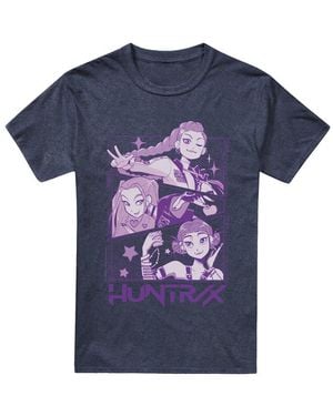 K-Pop Demon Hunters Adult Huntr/X Manga Panel T-Shirt (Heather) - Blue