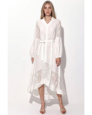 Msn-Collection Embroidered Midi Wrap Dress - Natural