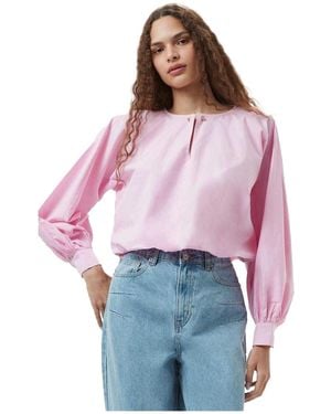 French Connection Cambria Keyhole Ballonmouw Blouse (Bubblegum) - Rood