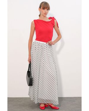 Bigdart Hoge Taille Polkadot Maxi Rok - Meerkleurig