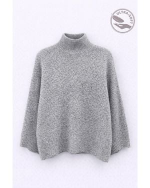 MixRay Oversized Ribbed Turtleneck Jumper - Grey