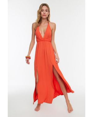 Trendyol Vrouwen V-Hals Maxi Jurk - Rood