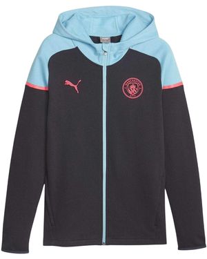 PUMA Casualkleding: Manchester City Fc-Hoodie Met Relaxte Pasvorm (Donkere Marine) - Blauw
