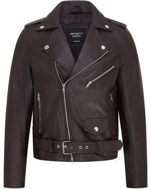 Infinity Leather Classic Brando Biker Jacket - Black