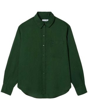 Lacoste Oversized Shirt Van Lyocell Voor - Groen
