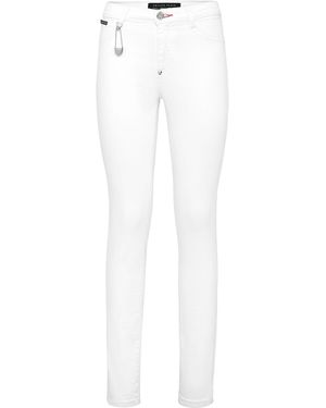 Philipp Plein Jegging Met Hoge Taille Iconic Plein - Wit