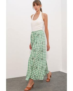 Bigdart Hoog-Waisted Geruite Maxi Rok - Groen