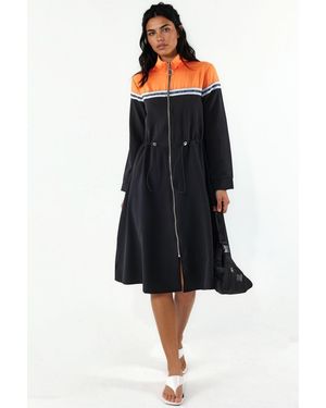 Msn-Collection Color-Blocked Midi Jersey Dress - Black