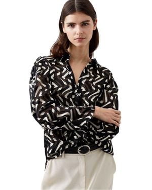 French Connection Diandra Blouse Met Lange Mouwen /Crème) - Zwart