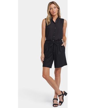 NYDJ Luchtige Bermuda Shorts Van Stretch Linnen - Zwart