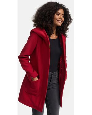 Marikoo Wintermantel Met Capuchon En Getailleerd Model - Rood