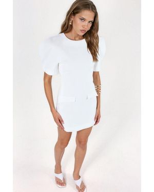 Busem Mini Crepe Jurk Met Zak En Rits - Wit