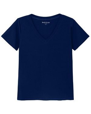 Basiclo V-Neck Premium T-Shirt Marineblauw