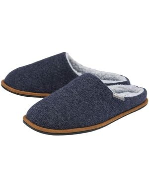 Dunlop Plush Lined Mule Slippers With Memory Foam - Blue