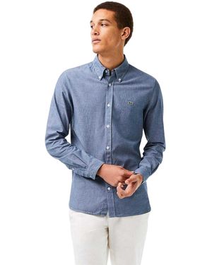 Lacoste Chambray Slim Overhemd - Blauw