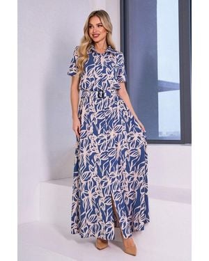 Issa Plus Dag Dames Geweven Jurk In Blauw - Wit