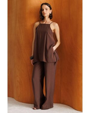 MixRay Wide-Leg Halter Jumpsuit - Brown
