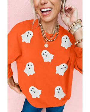 Azura Exchange Ghost Print Crewneck Sweatshirt - Oranje