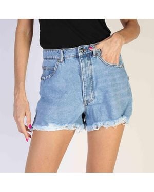RICHMOND Denim Shorts Frayed Hem - Blue