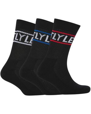 Lyle & Scott Herenbemanningsleden Sokken (Pakket Van 3) - Zwart