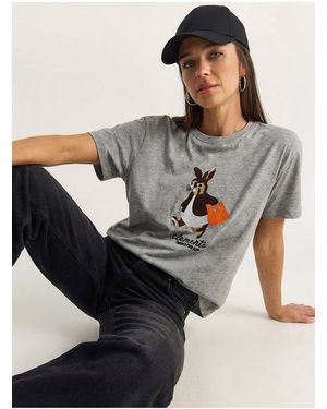 Bianco Lucci Embroidered Crew Neck T-Shirt - Black