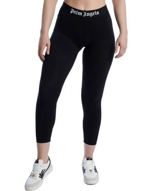 Palm Angels Fitted Leggings With Logo Pwvg009C99Fab0011001 - Black