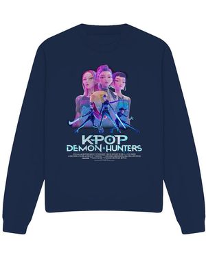 K-Pop Demon Hunters Adult Huntr/X Poster Sweatshirt - Blue