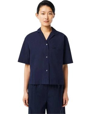 Lacoste Shirt Met Borduursel En Relaxte Pasvorm (Marineblauw)